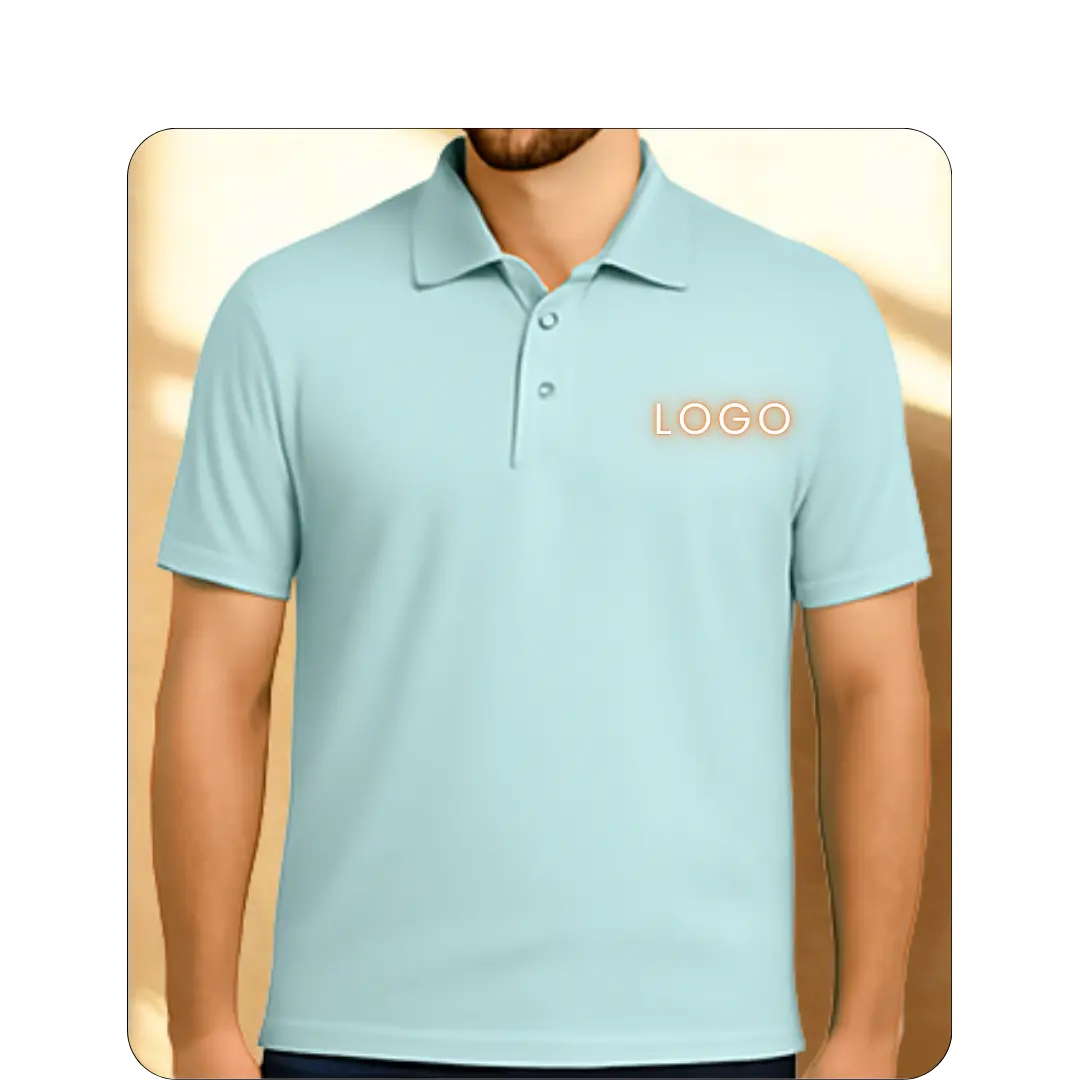 T Shirt 15 Collar T-Shirt - Mint Blue