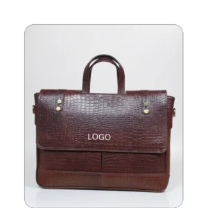 Leather Laptop Bag - Corcodile texture