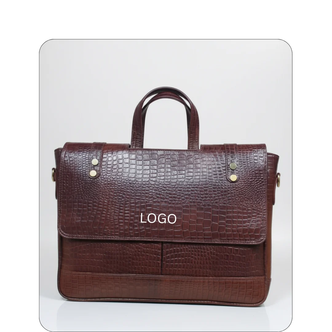 Leather Laptop Bag - Corcodile texture