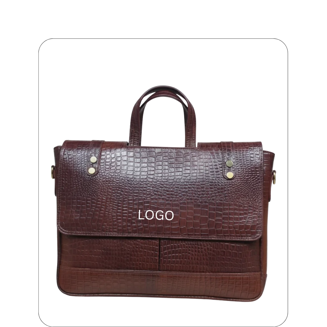 Leather Laptop Bag - Corcodile texture