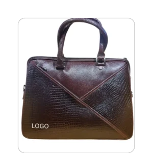 Leather Laptop Bag - Cross Pocket Crocodile Texture