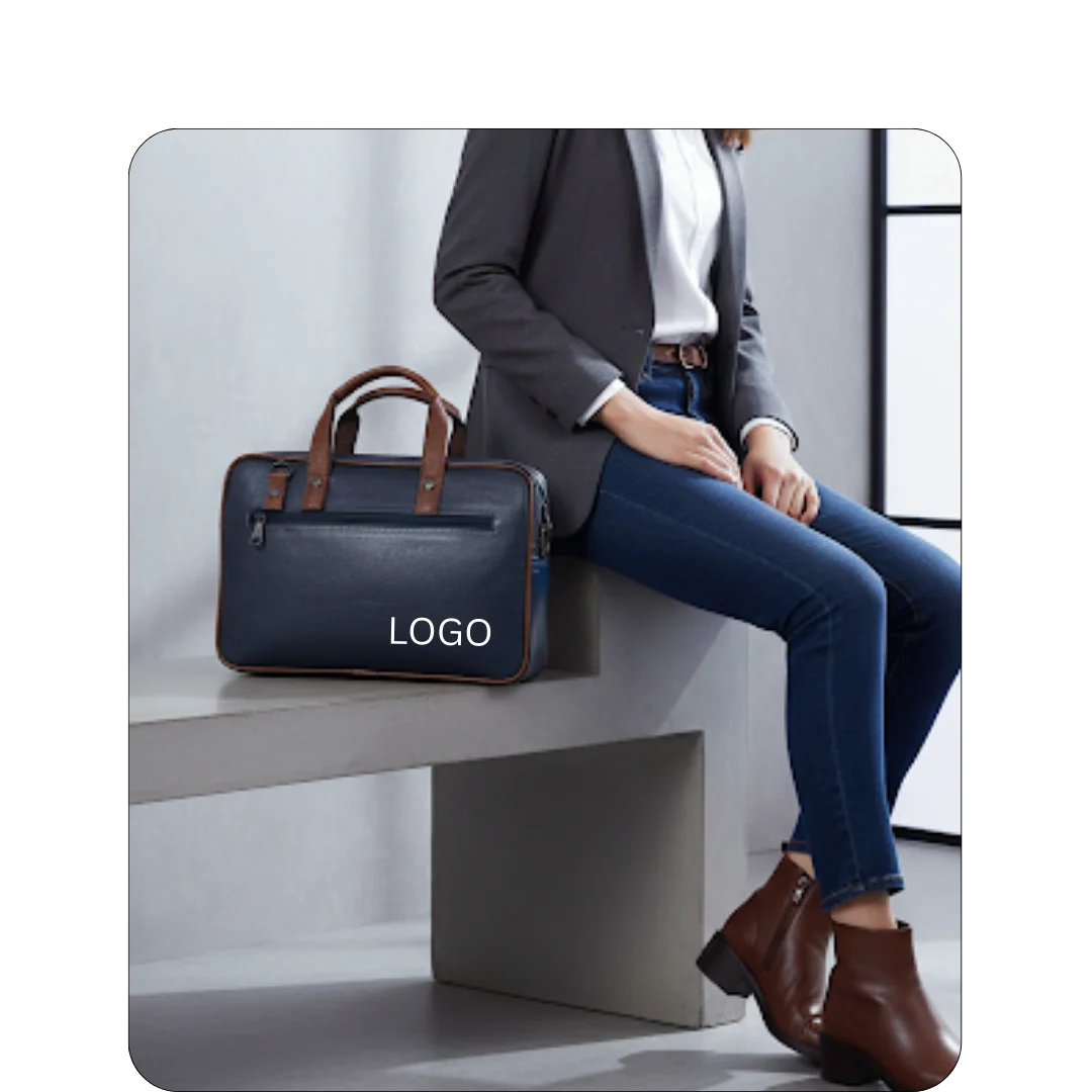 Leather Laptop Bag - Expandable Dual Tone