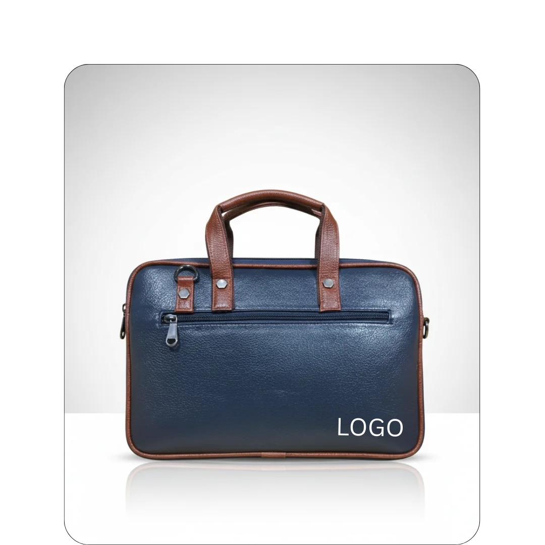 Leather Laptop Bag - Expandable Dual Tone