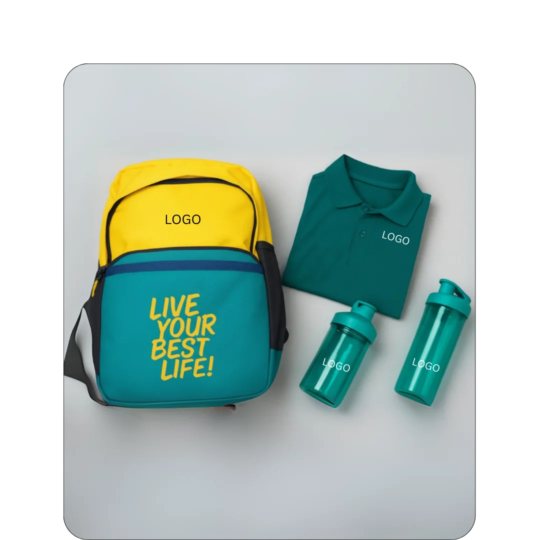 Combo Set Of Bag, T-Shirt, Bottle